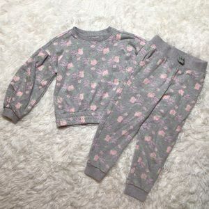 Janie & Jack Floral Jogger Crewneck Set Grey Pink Gray Size 6 LIKE NEW WORN ONCE